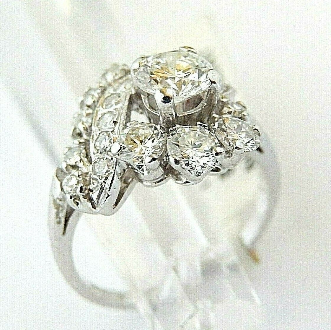 *VINTAGE*  Halo Engagement Ring 1.25Ct Round Cut Natural Diamond 14K White Gold
