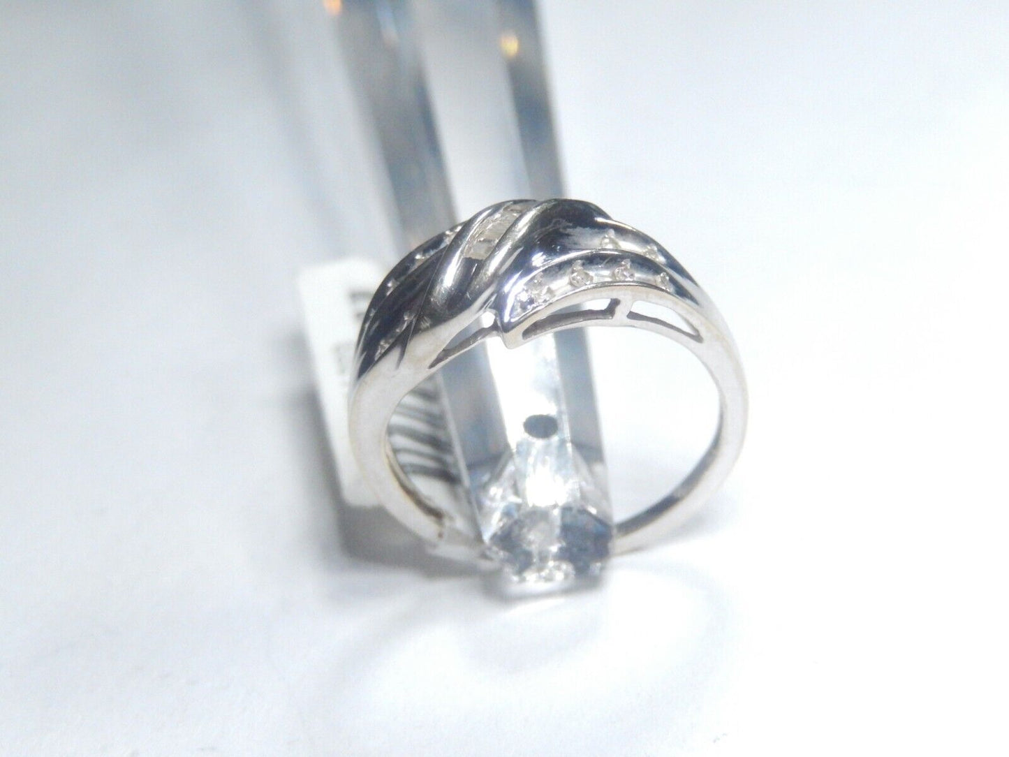 10k White Gold 1/5CT Natural Round Diamond Ladies Ring Sz 6.25