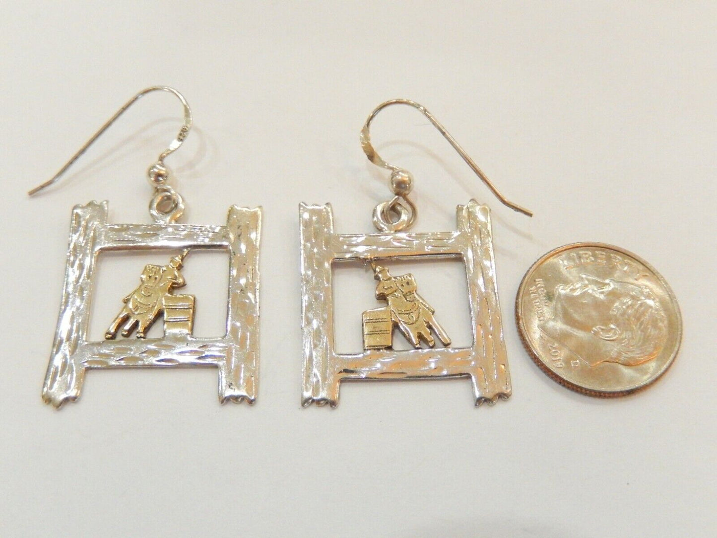 Barrel Racer Female Horse Racing Rodeo Cowgirl 925 Sterling Silver Earrings
