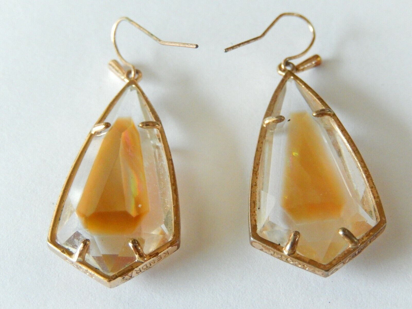 *RARE* Vintage Kendra Scott  Clear Iridescent Gold Drop Earrings