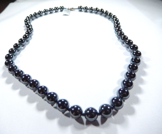 Black 8mm Hematite Beads Health Care Women Men Necklace 20"