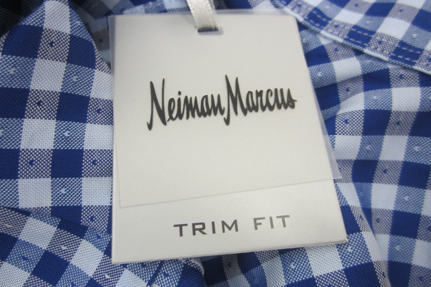 *NWT* Neiman Marcus Trim Fit Blue Plaid Button-Down Dress Shirt 15 32/33