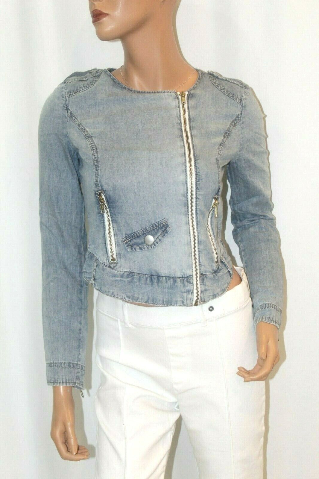 *NWT* $59.  Gianni Bini Women Fabulous Denim Jacket w/Lots of Zippers Sz Small