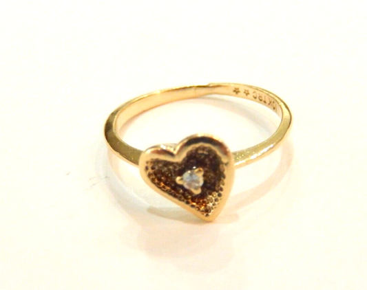 10K Yellow Gold Diamond Heart Ring Size 5