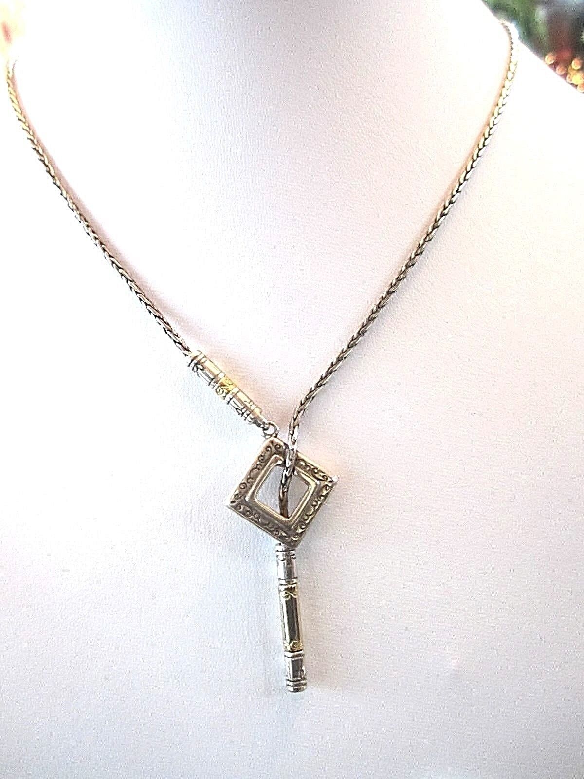 RETIRED Brighton 16"-18" Fancy Drop Design Goldtone & Silver Necklace