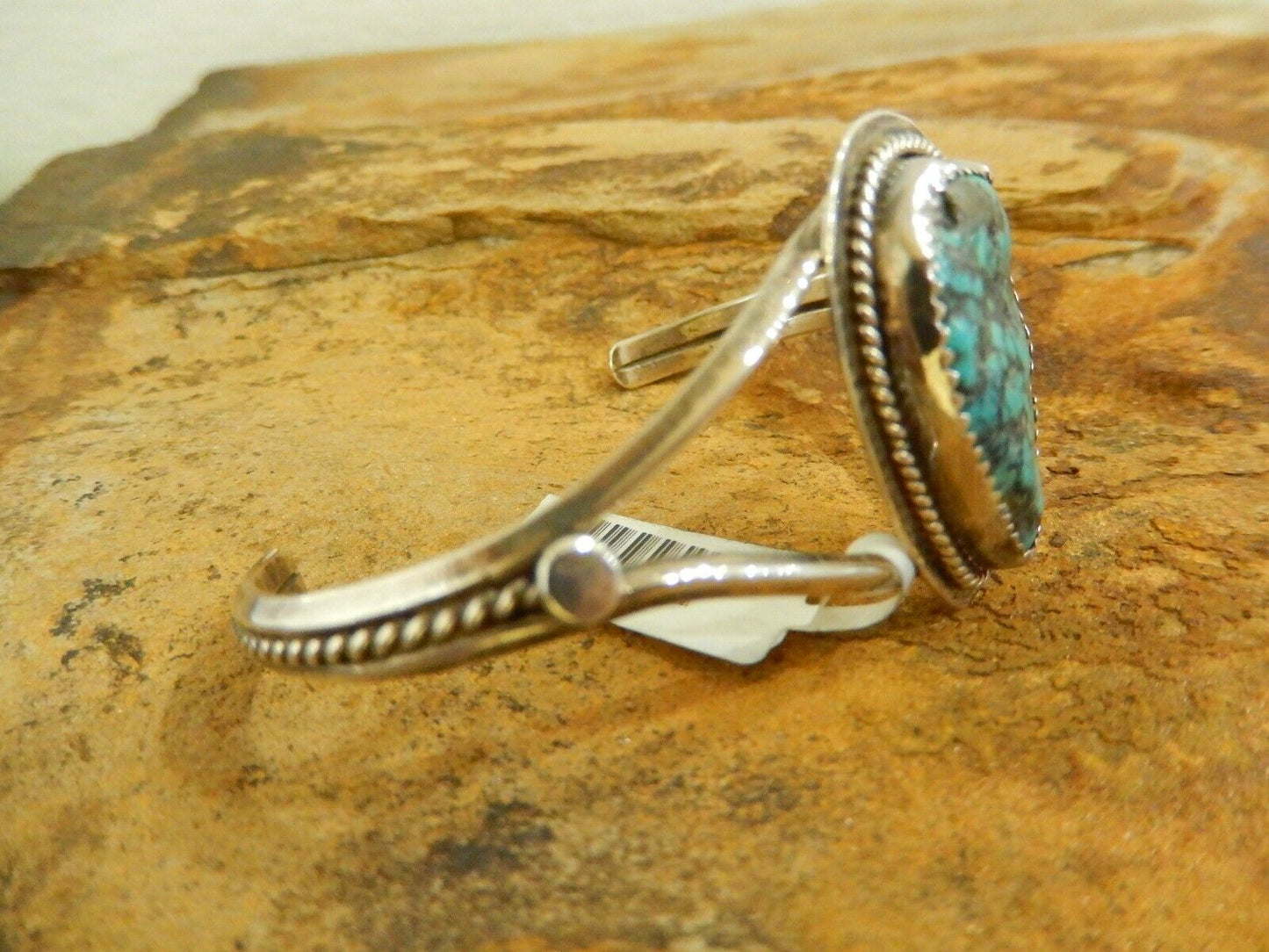 Vintage Large Southwest Sterling Silver .925 & Turquoise Bracelet Cuff 17.05gms