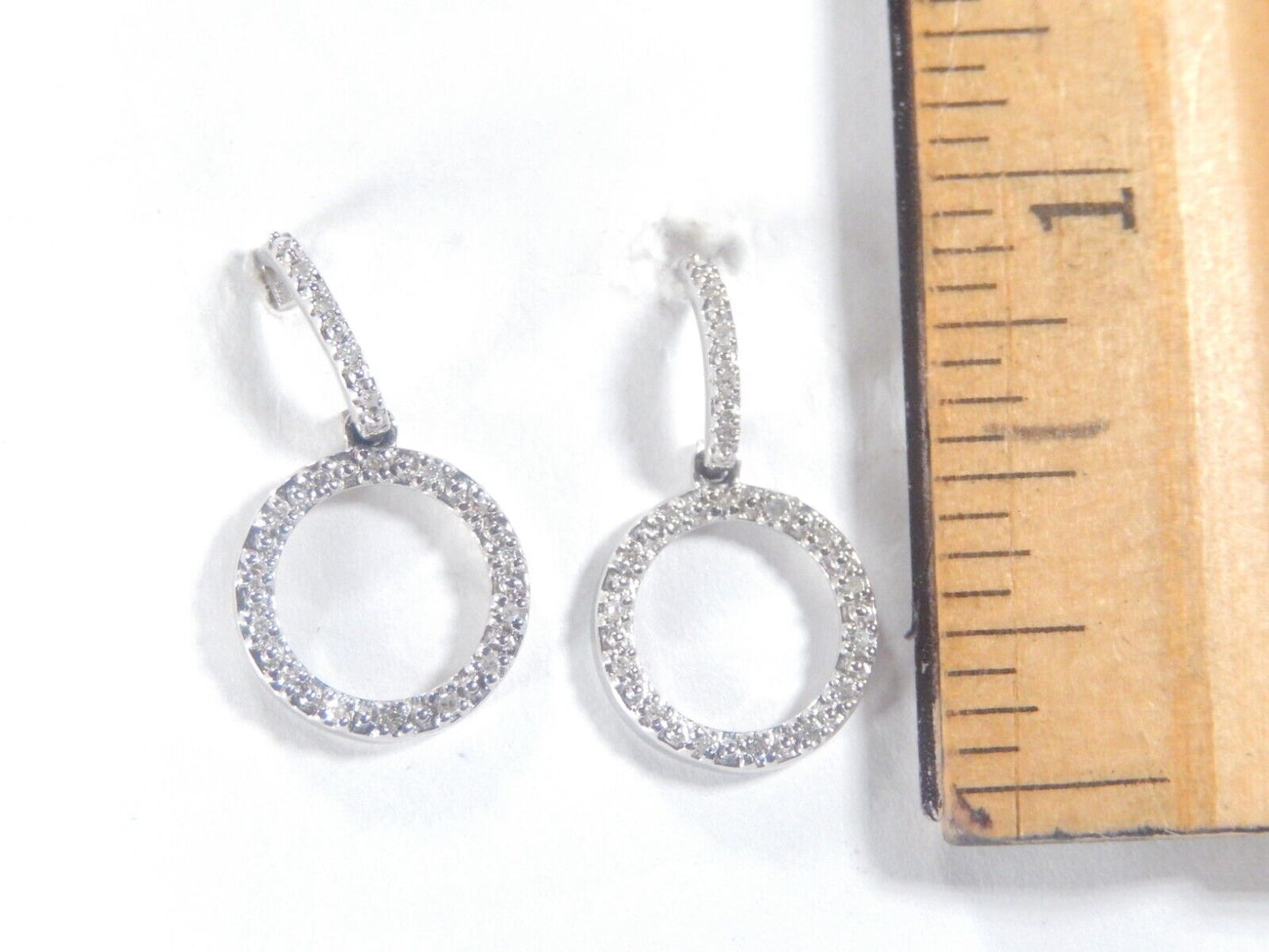 10K White Gold 1/3ct Cluster Diamond Dangle Earrings