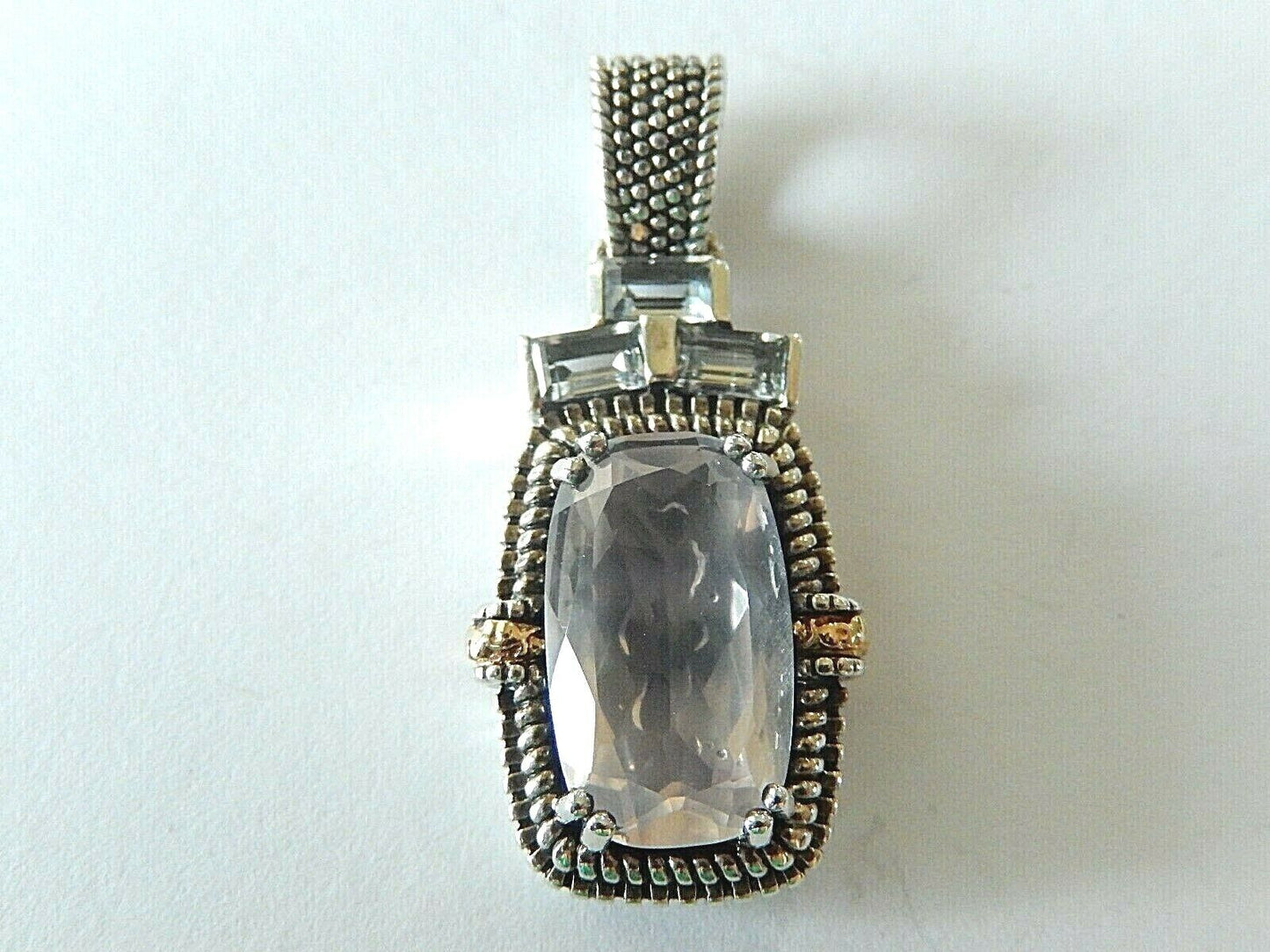 *VINTAGE* Designer Women's Sterling Silver&14K Gold Accent Amethyst Pendant