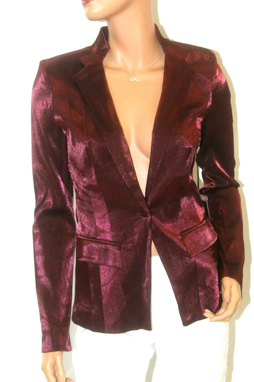 *NWT* $80. Rock & Republic Womens Light Weight Metalic Shiny Blazer Jacket Sz 2