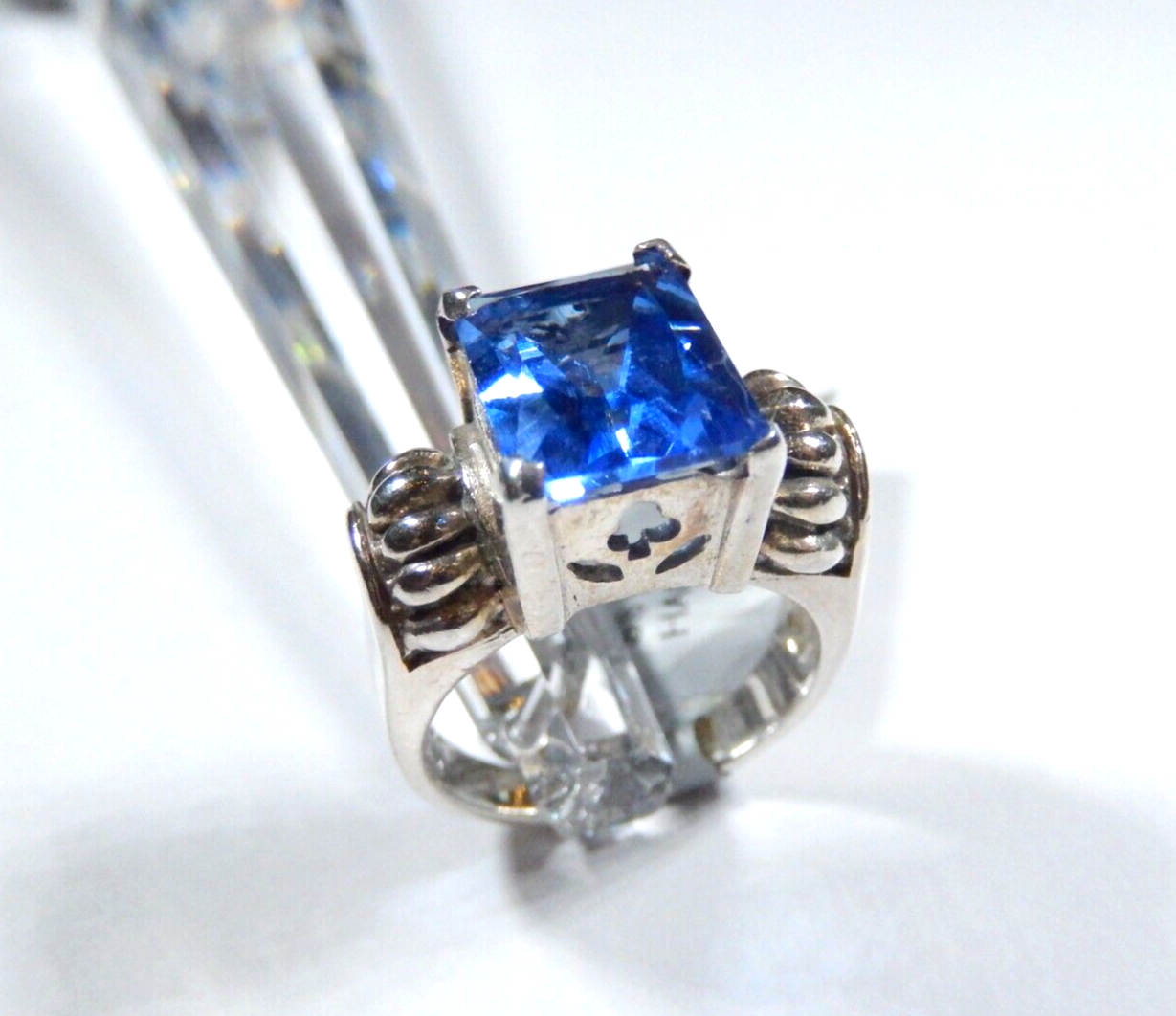 *VINTAGE*  Art Deco 925 Sterling Silver 10.0 CT Tanzanite Lab Ring Size 7
