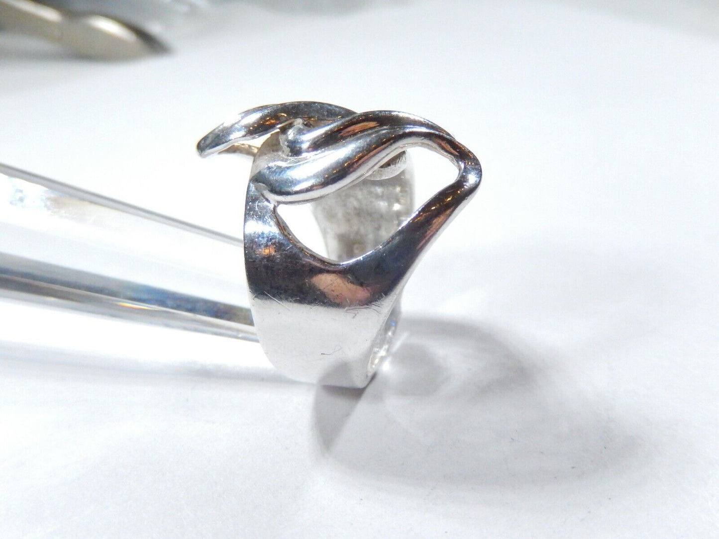 *VINTAGE* SOLID STERLING SILVER Heavy Free Form Curvy Modernist Design Ring Sz 7