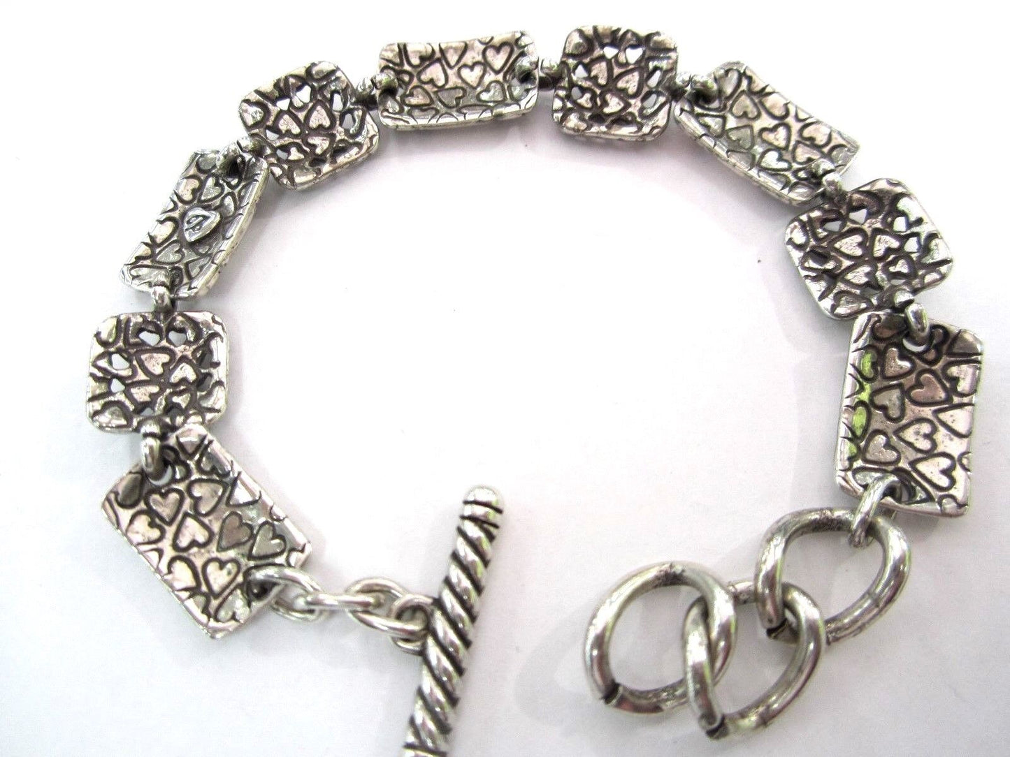 RETIRED Brighton Decorative Square & Retangle Silvertone Link Bracelet