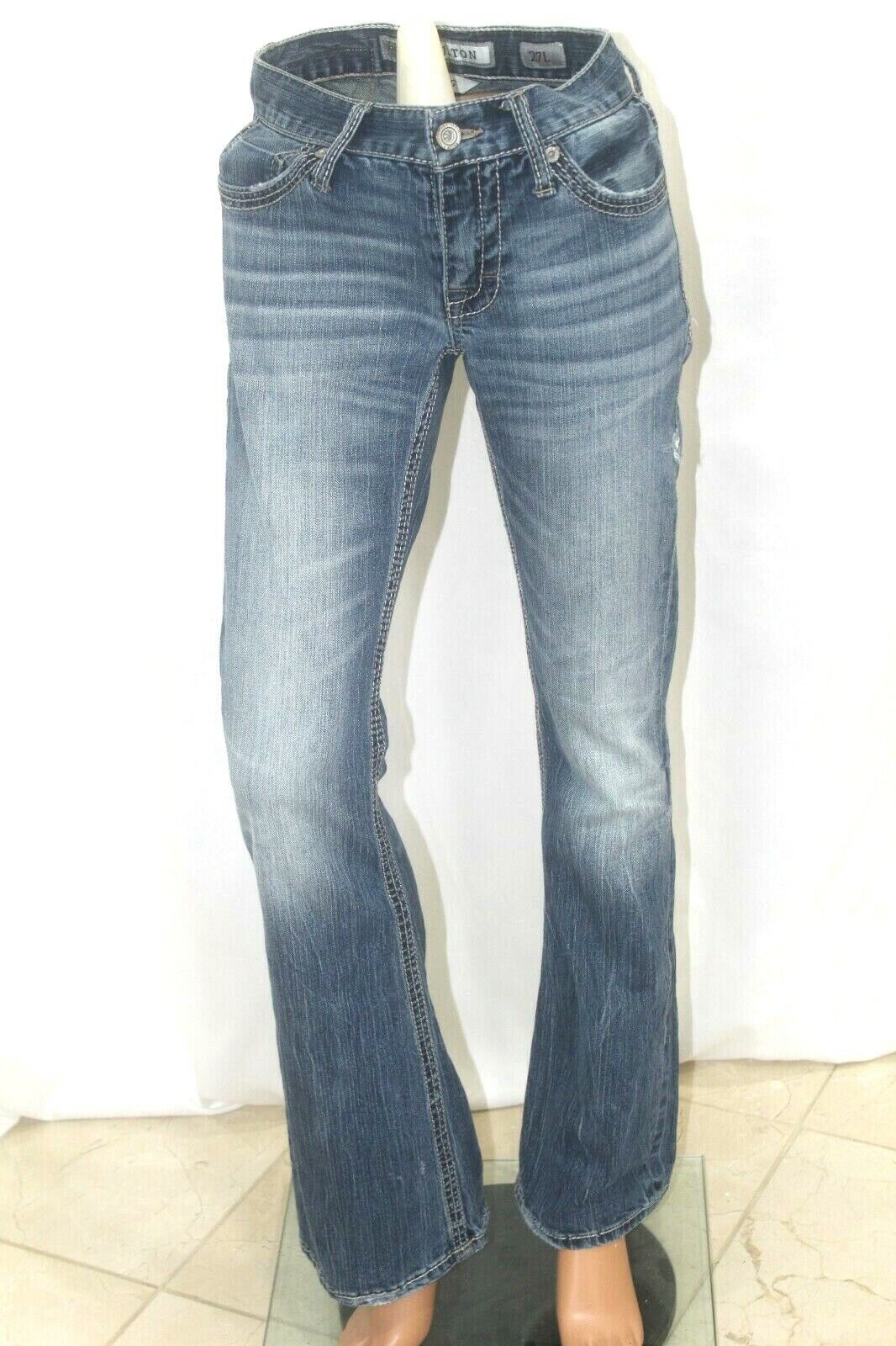 BKE Fulton Womens Jeans Size 27L Bootleg Med Blue Wash Distressed