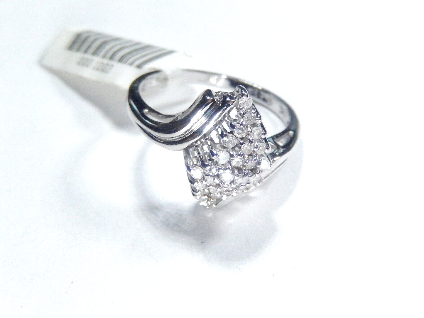 10k White Gold 1/5CT Natural Round Diamond Ladies Ring Sz 6.25