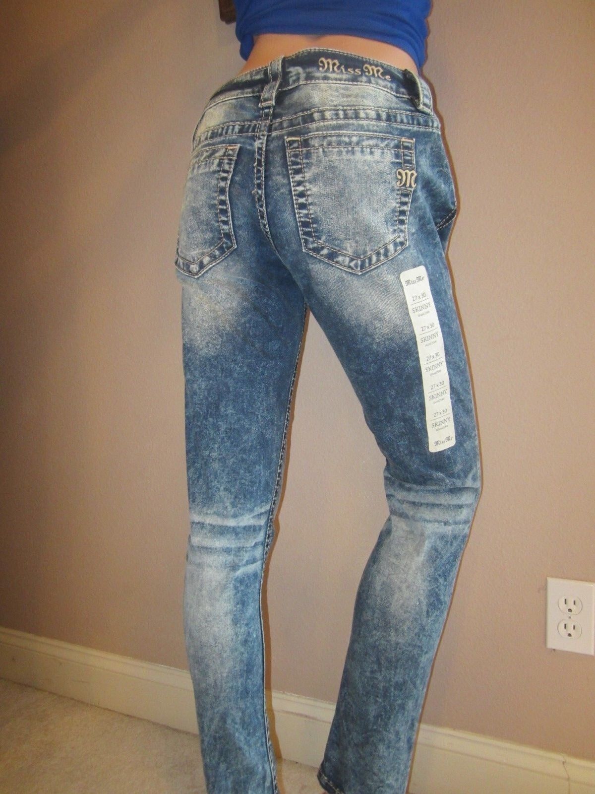 NWT MISS ME Signature Skinny Cut Stretch Jeans Vintage Blue 27 x 30