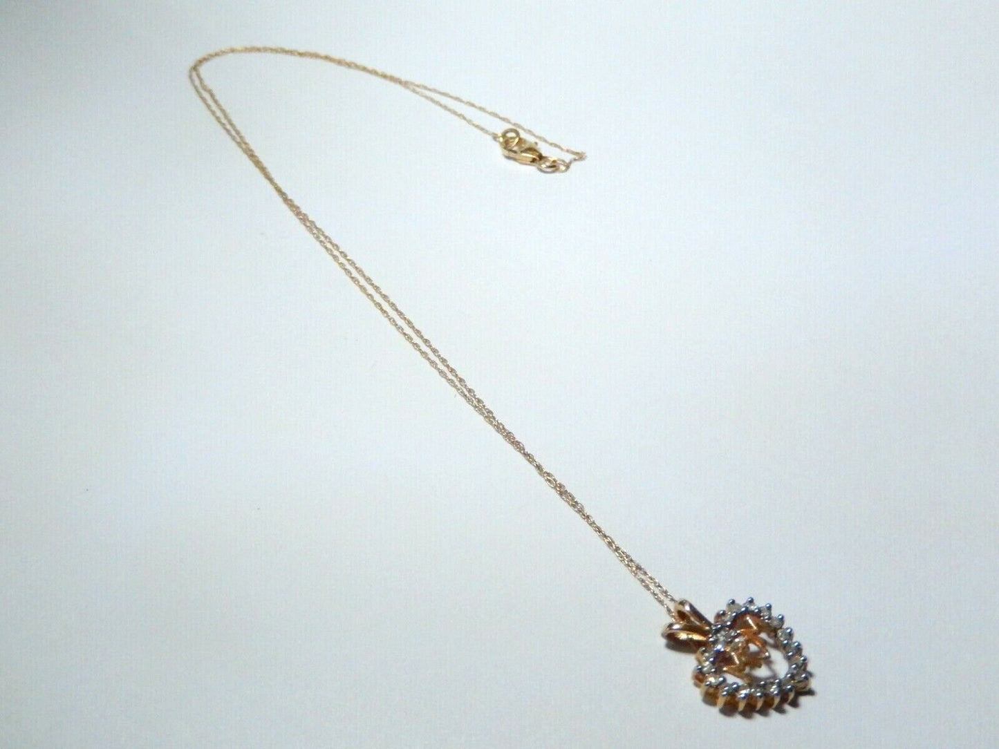 10K Yellow Gold  "MOM" .25CT Natural Diamond Heart Pendant w/18" Chain