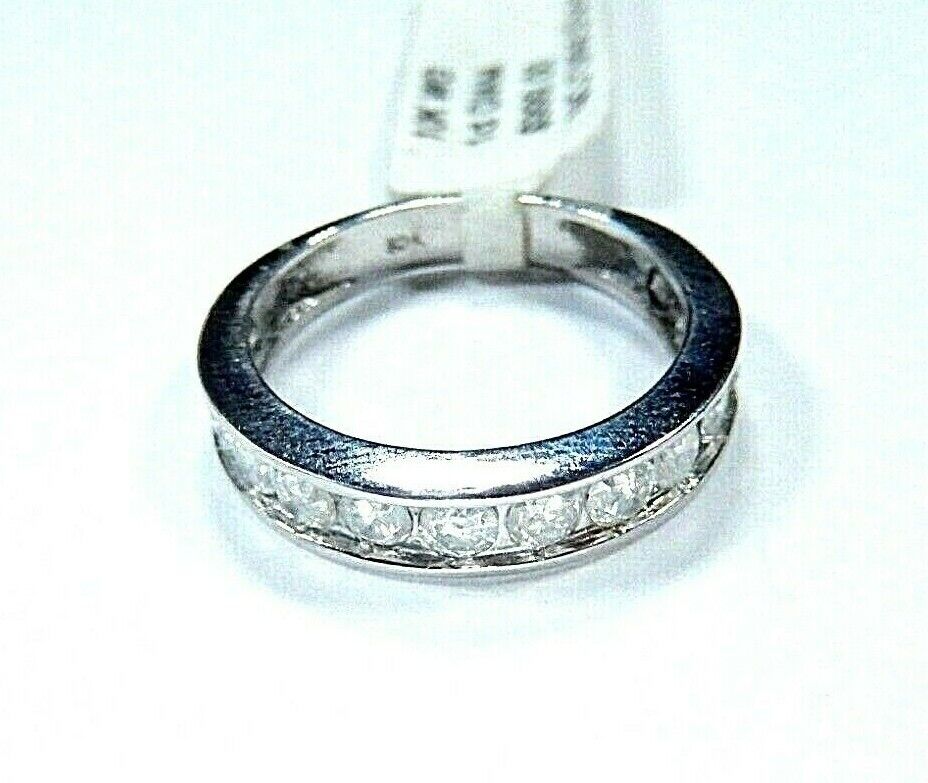 10K WHITE GOLD CHANNEL SET ROUND CUT 1CT DIAMOND ENGAGEMENT WEDDING BAND RING