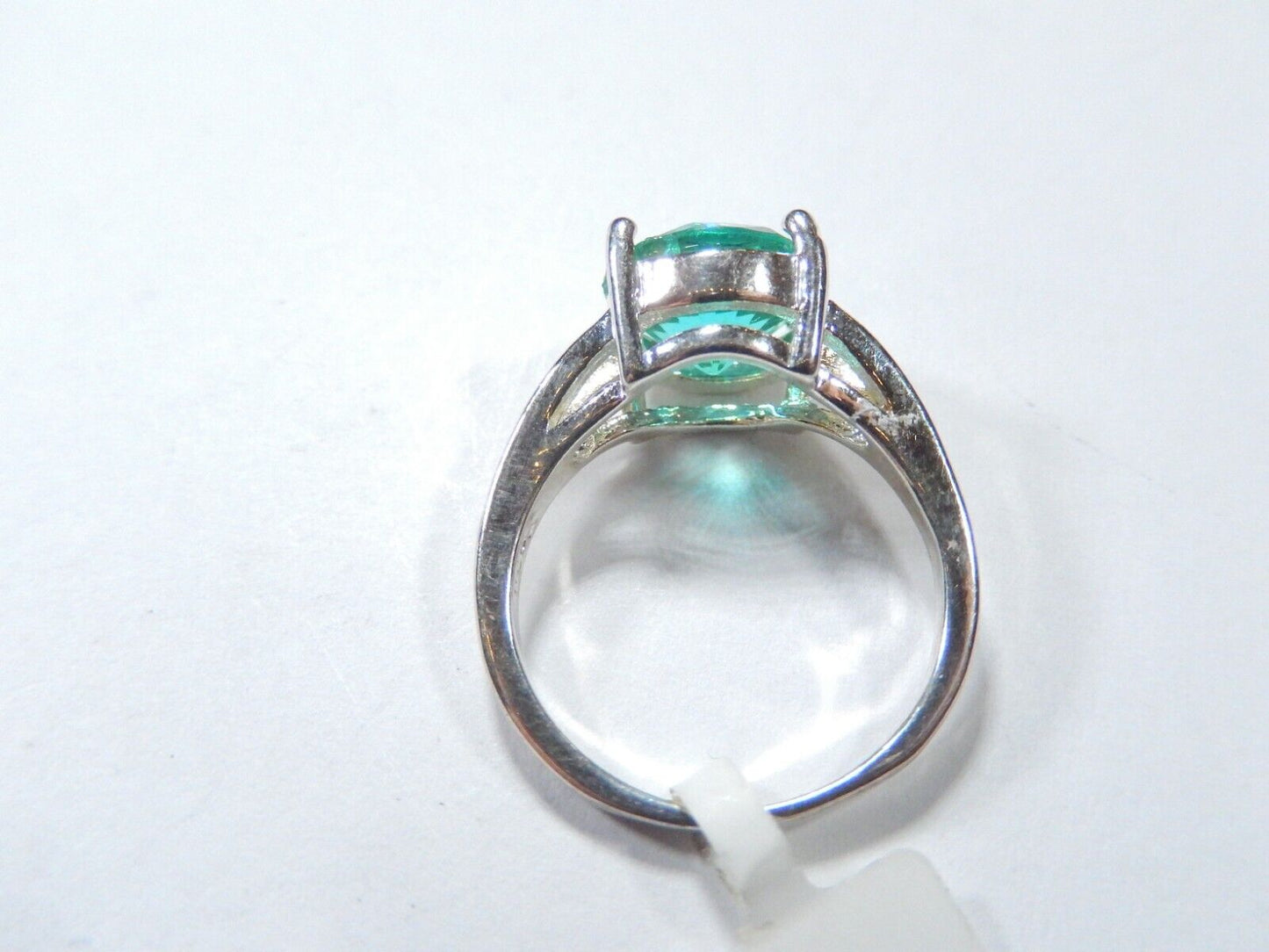 *VINTAGE* Sterling Silver 4Ct Lab Created Emerald Solitaire Wedding Ring Sz 6.75