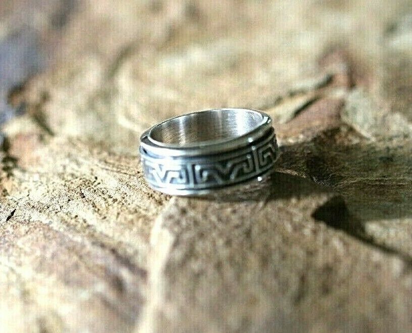 *VINTAGE*  Men’s Women’s MEXICO Sterling Silver 7.5mm SPINNER BAND  Ring Size 6