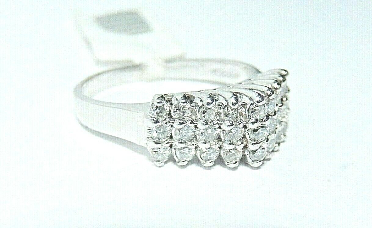 *NWT* 14K White Gold .50CT VS Natural 27 Diamond Pyramid Tiara Ring  sz 6