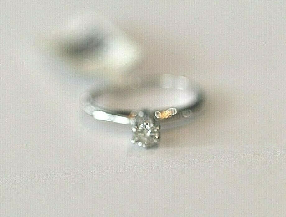 *NWT* 14K White Gold 1/6 Ct Round Cut Solitaire Diamond Engagement  Ring Sz 4.75