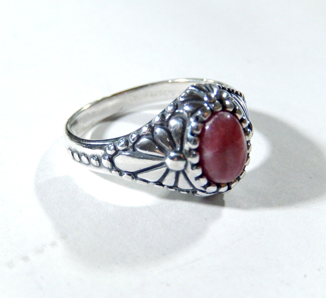 *VINTAGE*  Sterling Silver Pink Quartz Southwest Ring Size 10