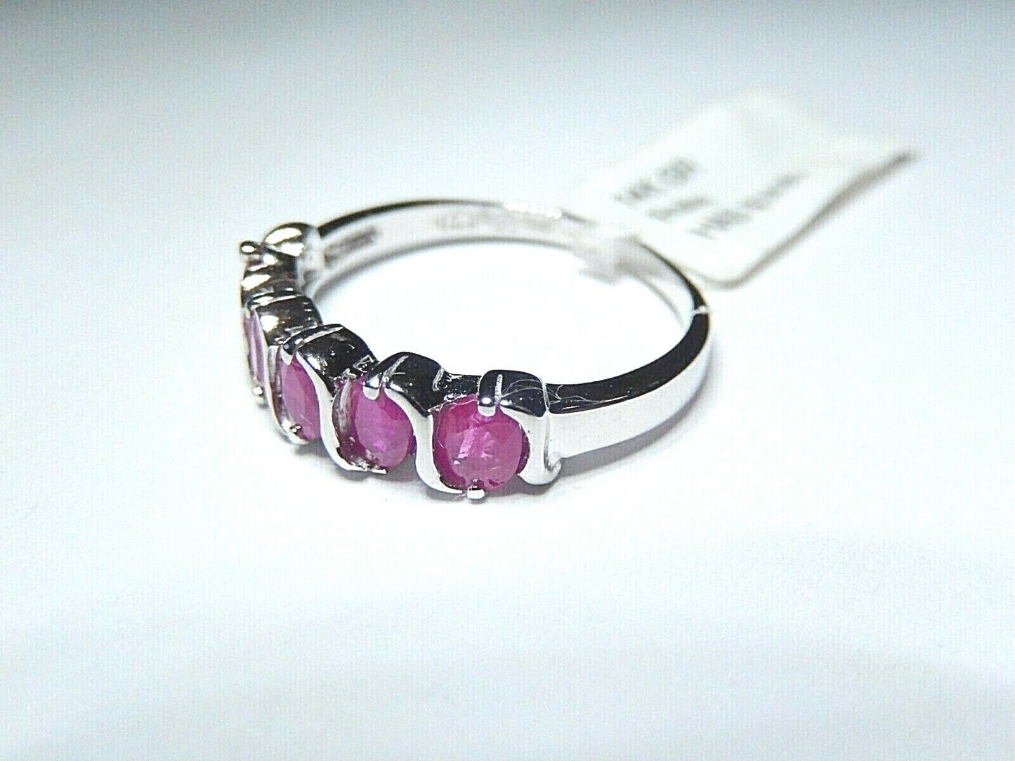 *NWT* 14K White Gold  Genuine 1.00CT Natural Ruby Ladies Band Ring Sz 7.25