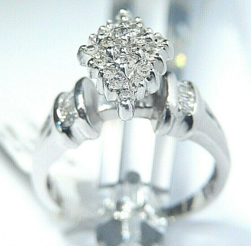 *VINTAGE*  10K White Gold Marquise Shape  and Natural Round Diamonds Ring .33ct