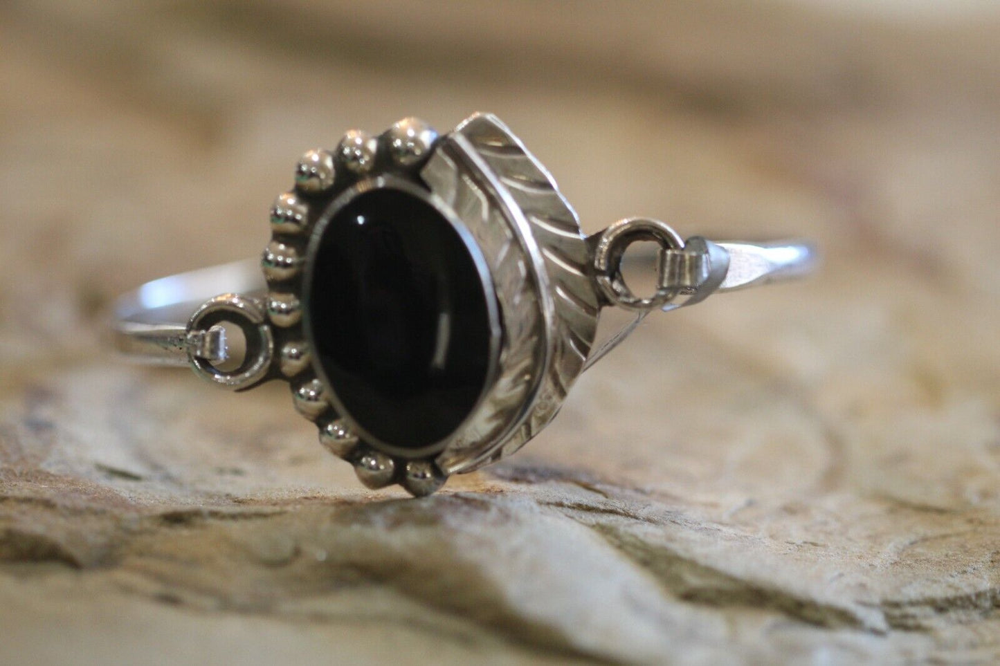 *VINTAGE*  Taxco Mexico Sterling 925 Silver Black Onyx  Bracelet