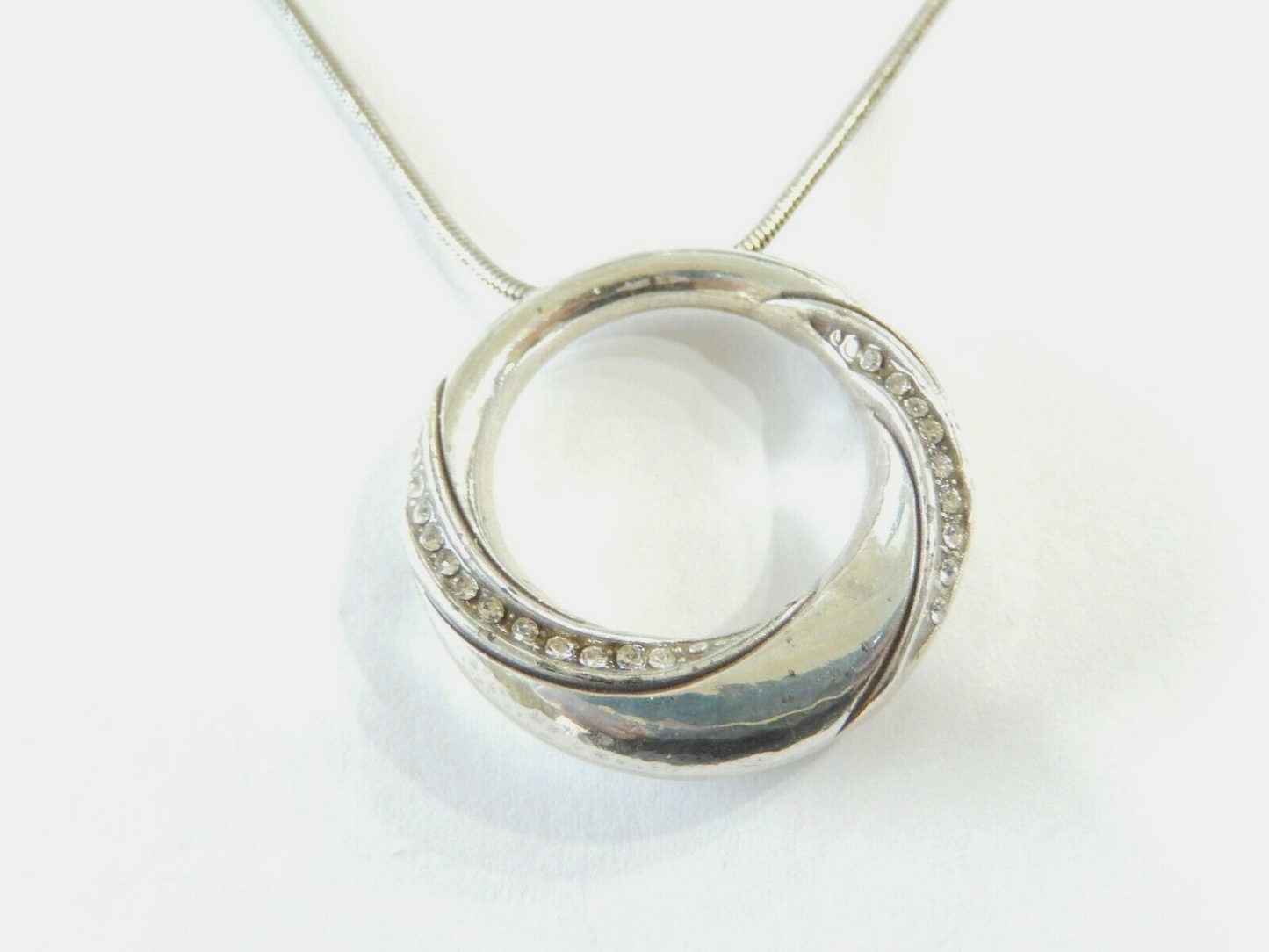 *RETIRED*   BRIGHTON  Crystal Silver Circle Pendant  Necklace