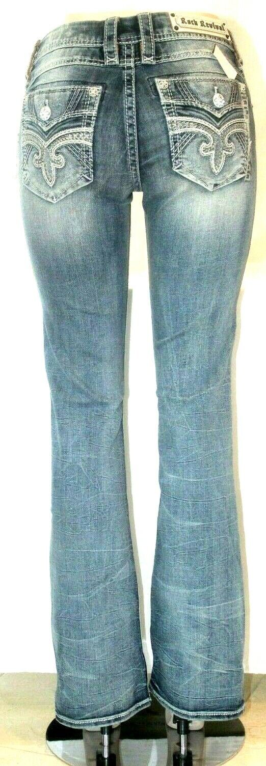 *NWT* $159.  New Womens Rock Revival  Hendley Boot Cut Jeans Sz W26 x L 32