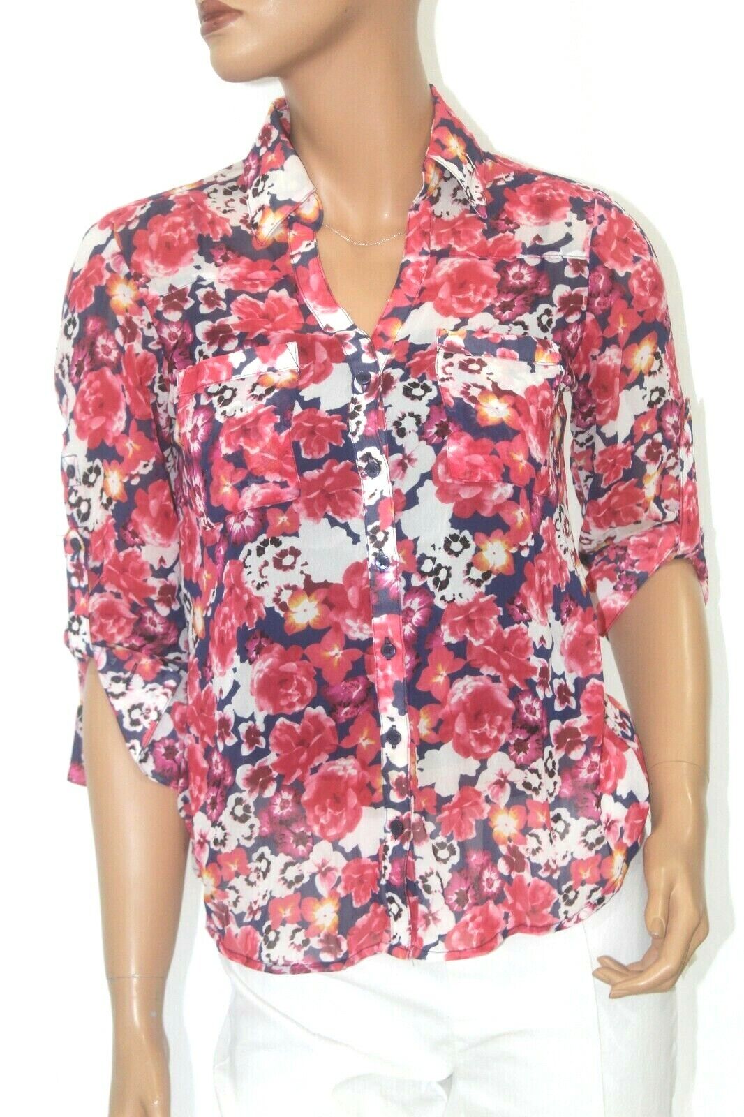 *MINT* Express Women's The Portofino Button Front Shirt  Multicolor Xtra Small