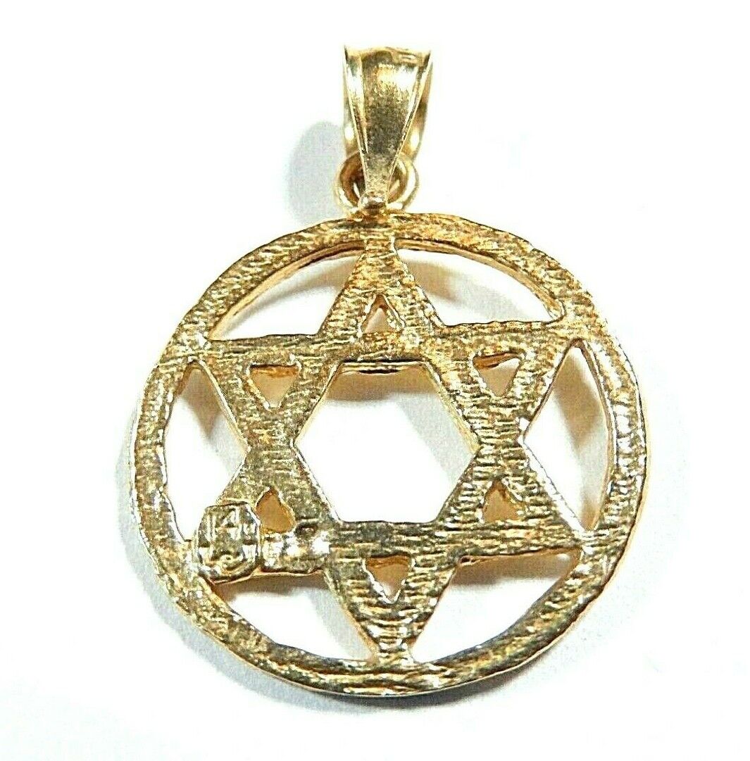 *NEW* 14K Yellow Gold Star of David Charm Pendant For Necklace or Chain - 3/4"