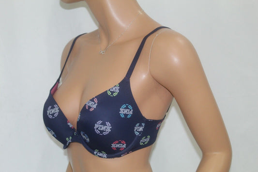 *NEW*  Victorias Secret PINK Wear Everywhere Push-Up Pink Logo Bra 32C