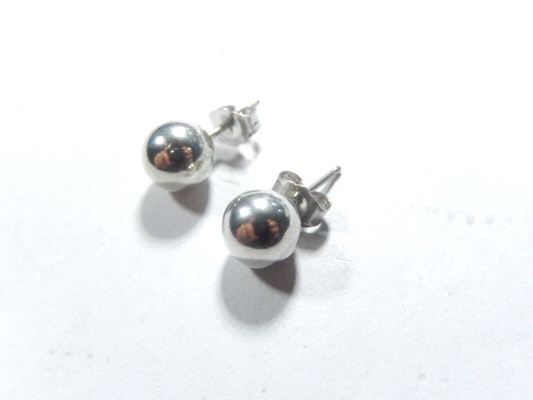 Sterling Silver Round Ball Stud Earrings 7mm Polished Bead 925
