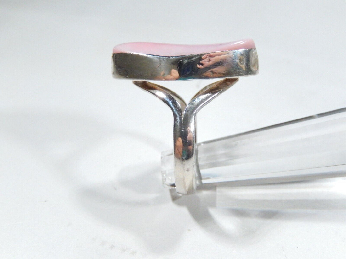 *VINTAGE*  Pink Chalcedony Gemstone Handmade 925 Sterling Silver Ring Size 6.25