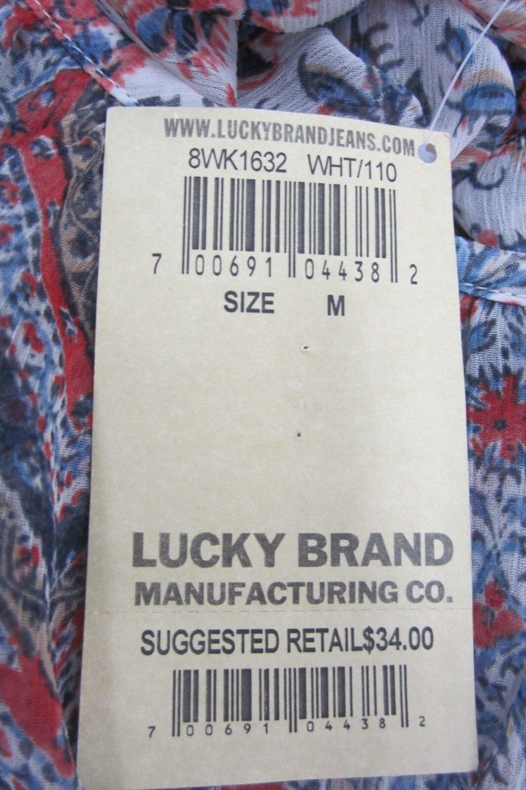 *NWT* Lucky Brand SUPER CUTE  Floral Sheer Panel Long Sleeve Blouse Top Size Med