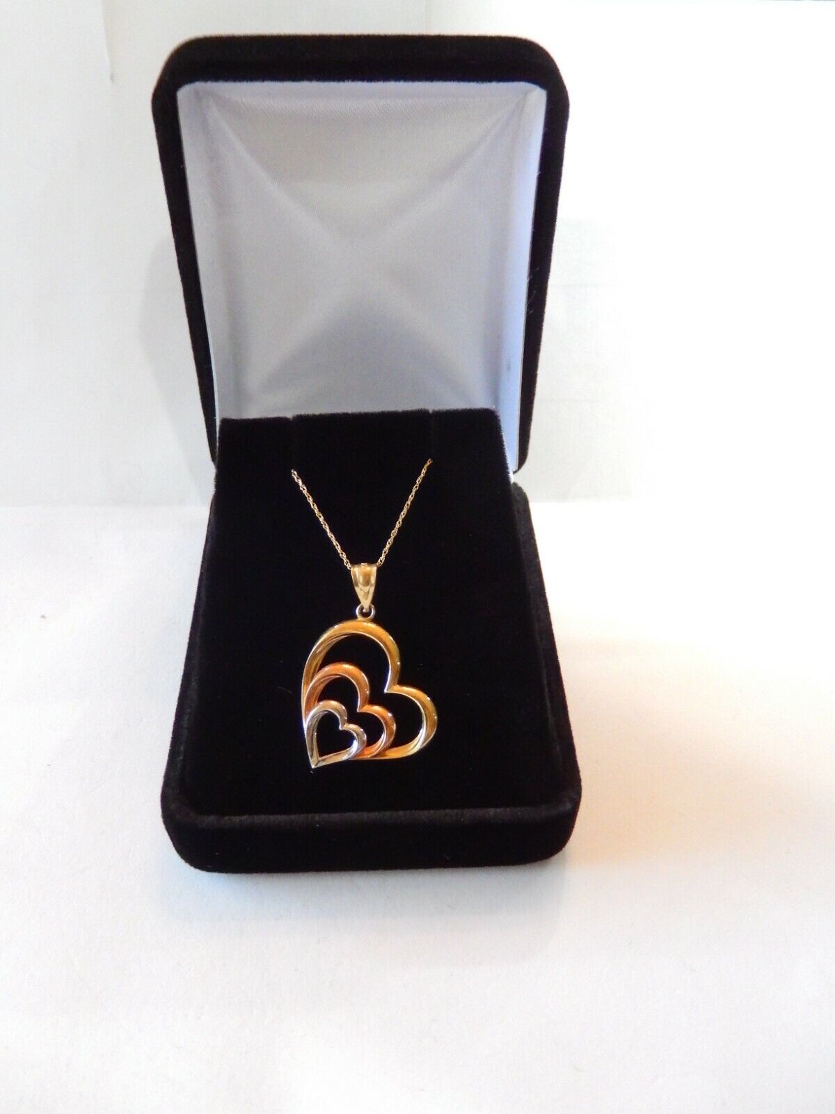 Michael Anthony 10K Yellow White Rose Gold Tri-Gold Triple Heart Pendant w/18"