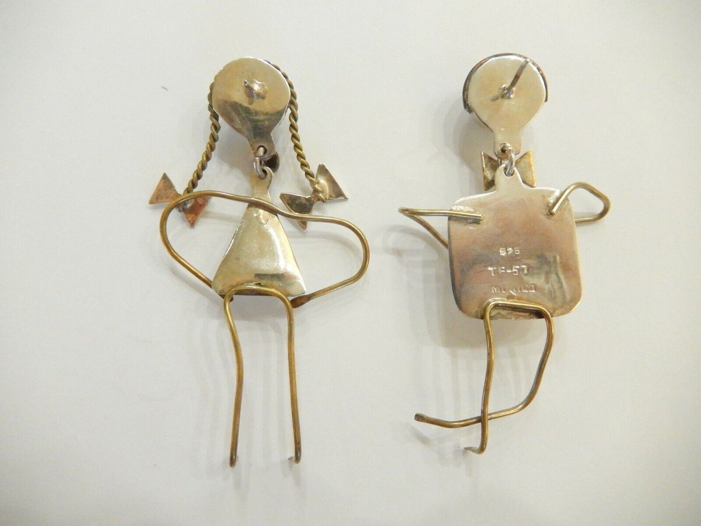 *RARE - VINTAGE* TAXCO  LG Sterling Silver Boy & Girl Mom & Dad Earrings 3" TALL