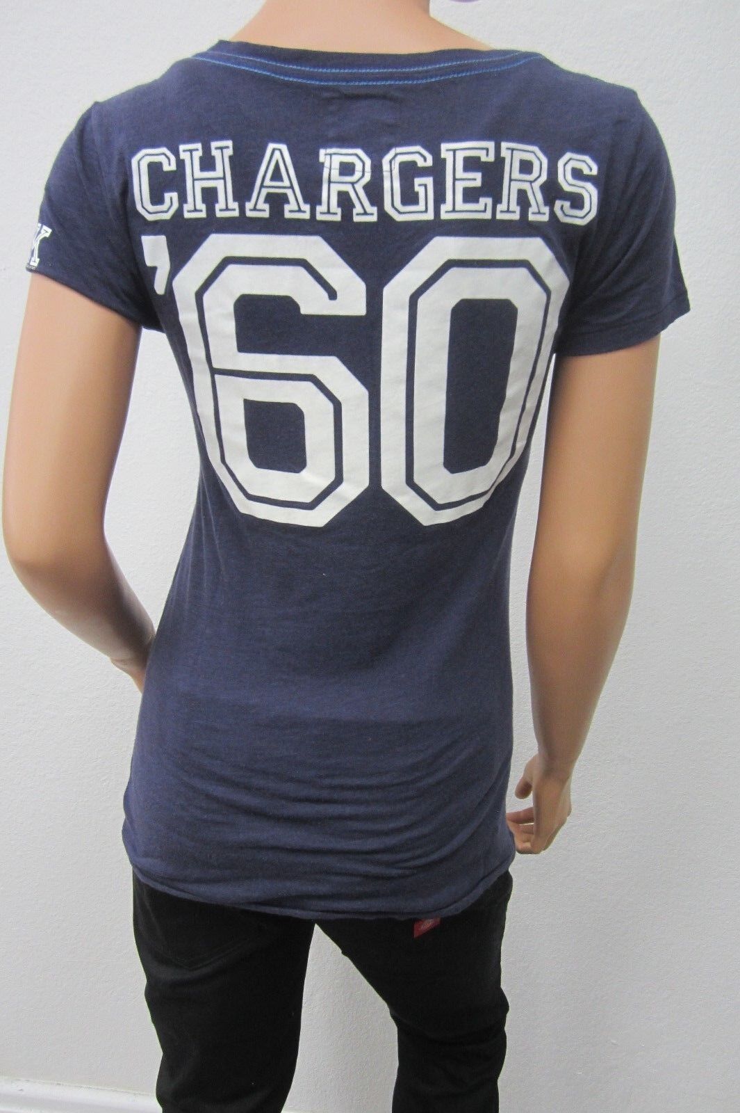 *NICE* Victorias Secret PINK  "Tailgate With Me Chargers 60" BlueTop Shirt Sz S