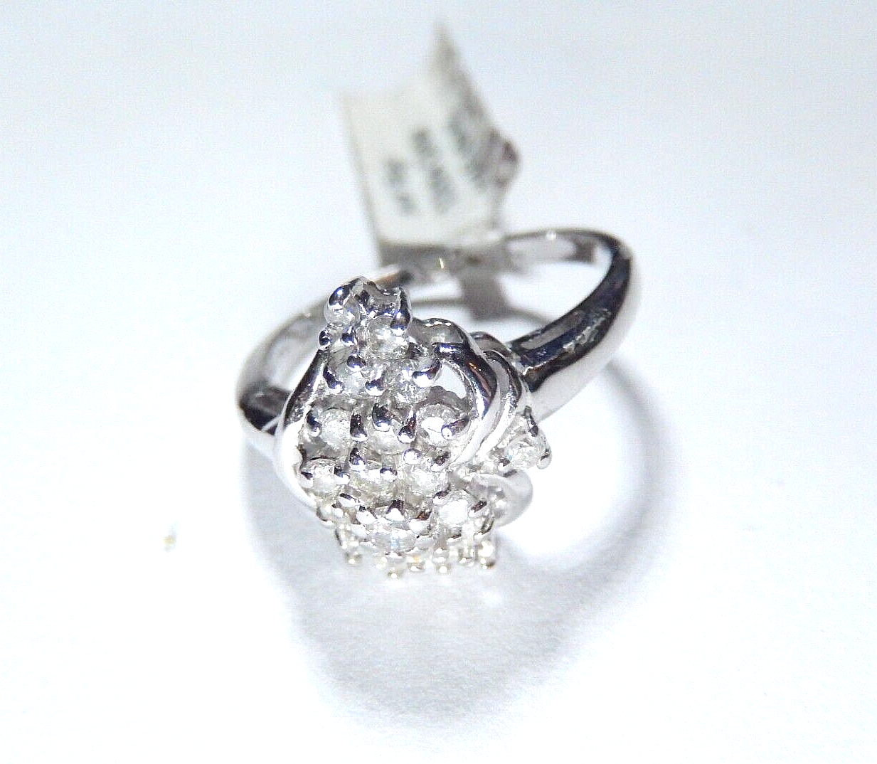 *VINTAGE*   14k White Gold Round .50CT Natural Diamond Cocktail Ring Size 7.5