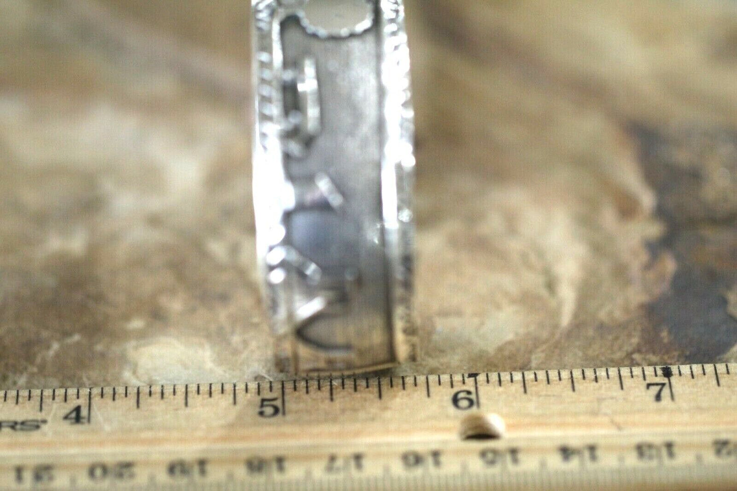 *VINTAGE*  UNISEX Sterling Silver 925  Story Telling Cuff Bracelet