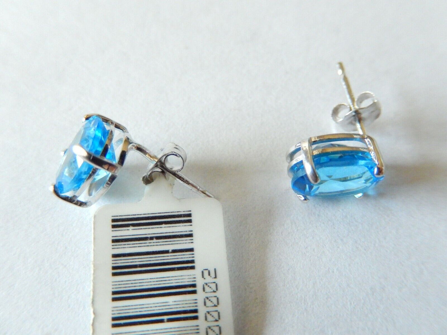*NEW* 14K White Gold 2.5 CT Oval Deep Blue Topaz Stud Earrings Jewelry 8mm x 6mm