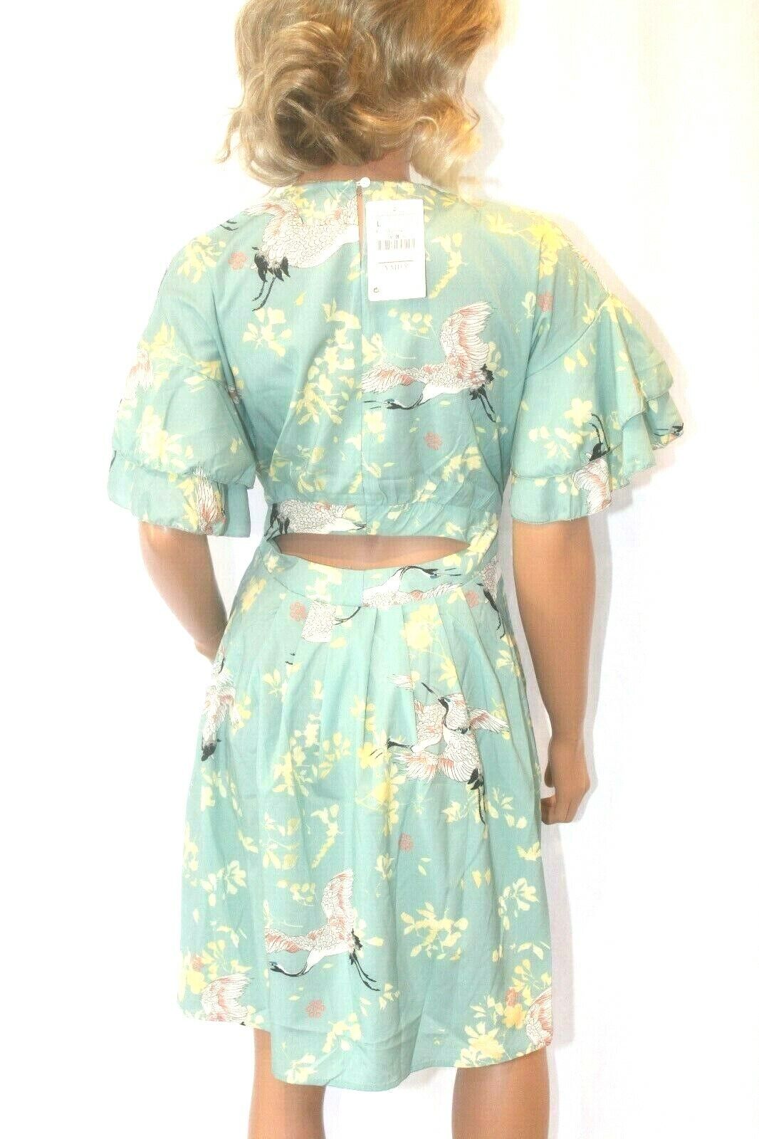 *NWT* YMHY Mint Green Floral with Bird Design Dress Size Large "SUPER CUTE"