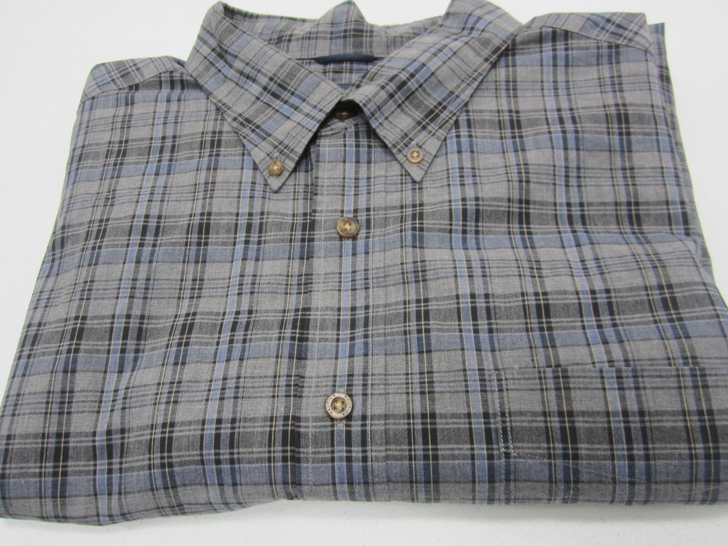 MINT Nautica Men's Medium Blue Plaid Heather Poplin Long Sleeve Shirt Size 2X