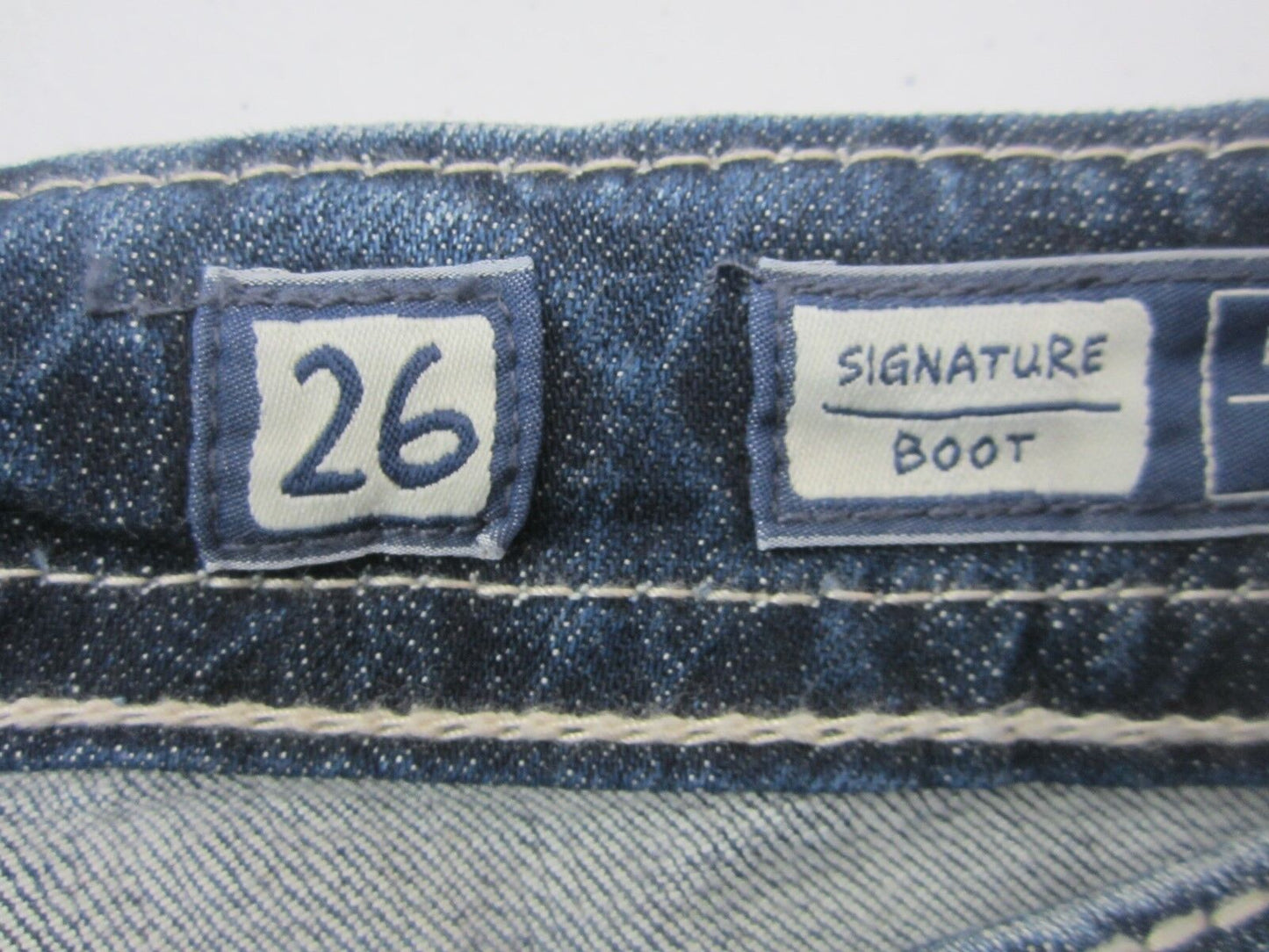 NWTMiss Me Ladies' White & Tan Stitching Bling Medium Wash Bootcut Jeans JP7306B