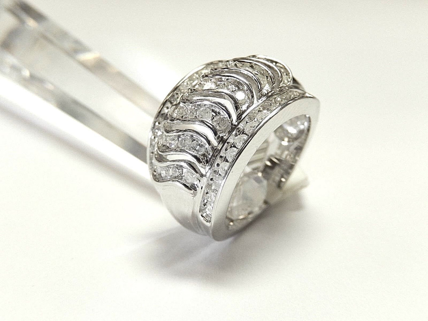 1.25CT Diamond Ring Anniversary Wide Wedding Band  14K White Gold Size 7.75