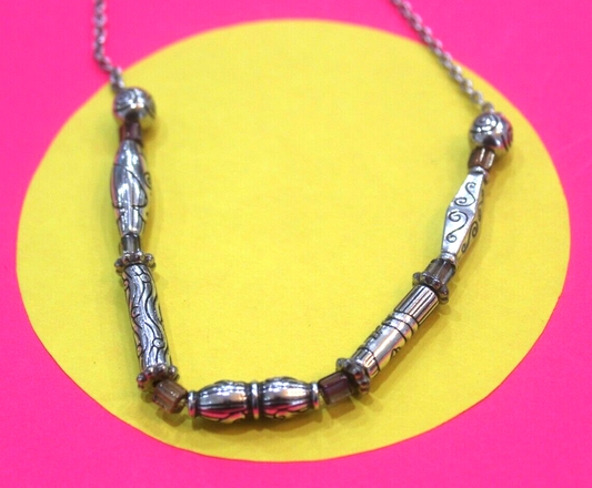 RETIRED Brighton Silver Fancy Design Bead 16"-18" Necklace