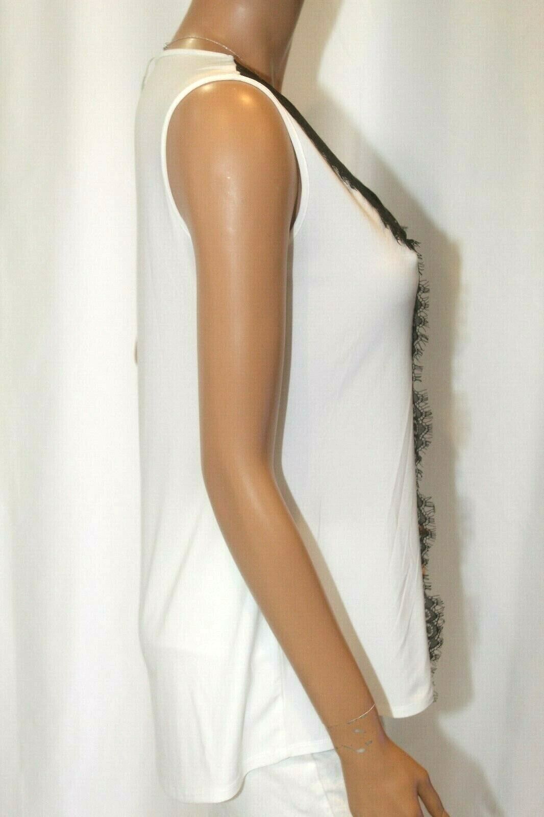 *NWT* Perseption Concept CUTE Slinky Lace Tunic White,Blk Top  Sleeveless Size S