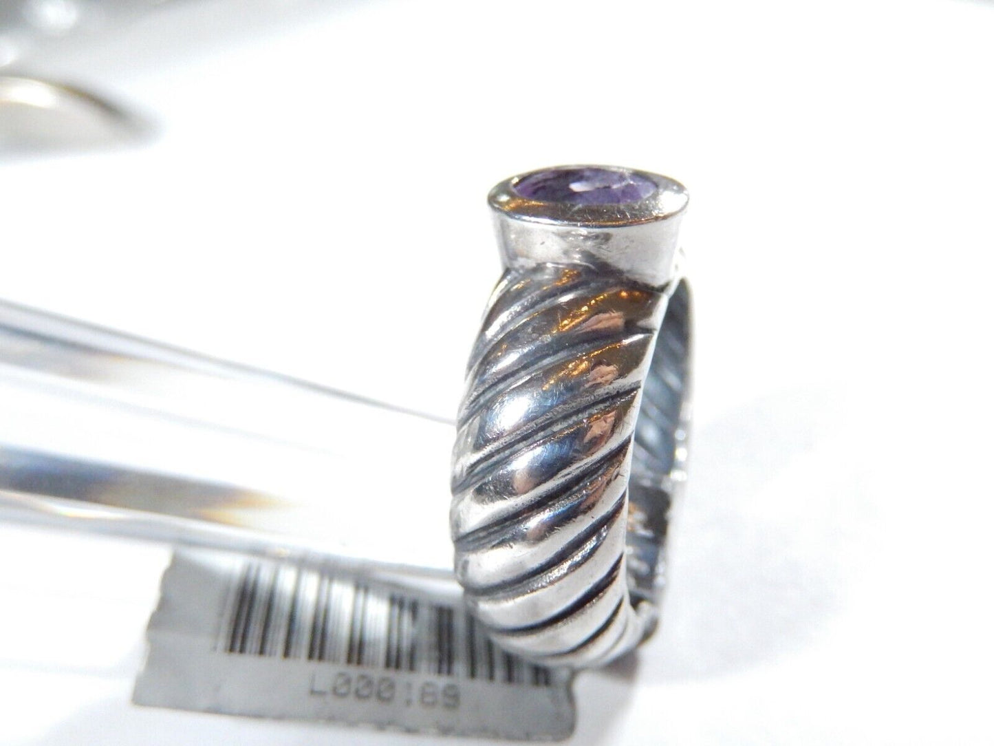 .75CT Oval Amethyst Classic Sterling Silver 8.5mm Wide Twist Band Ring  Size 7